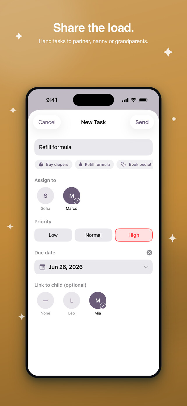 Shared family tasks with priority and due dates